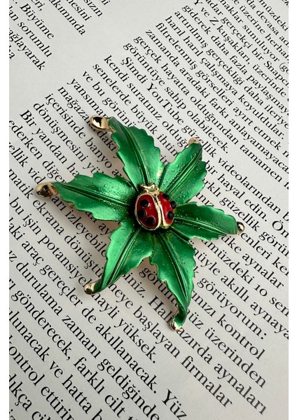 Altın Rengi Uğur Böceği Detay Yaprak Broş (5cm) fırsatları