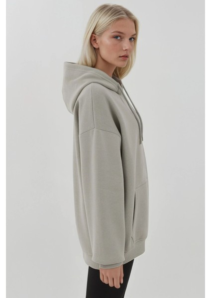 Kadın Şardonlu Cepli Fermuarlı Kapüşonlu Sweatshirt Busem Collection Grey modelleri