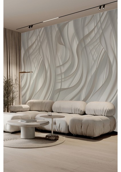 3D Dalga Formlu Tek Parça Tekstil Duvar Kağıdı