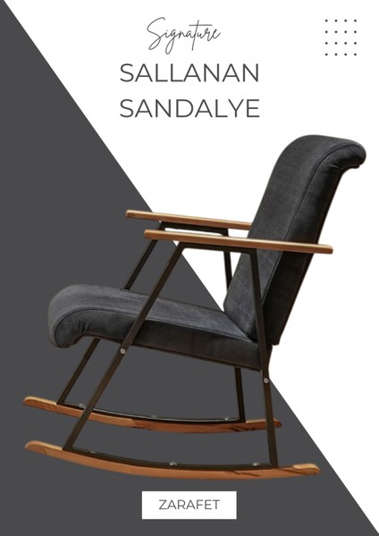El Işçiliği Ahşap Detaylı Sallanan Koltuk | Ergonomik Tv ve Dinlenme Koltuğu