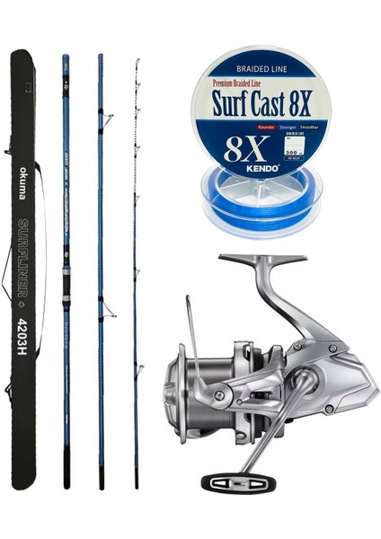Yekoutdoor Profesyonel Olta Seti Okuma Surfliner+ Surf 420CM 3 Parça Olta Kamışı&shimano Makina Ultegra 14000 Xse