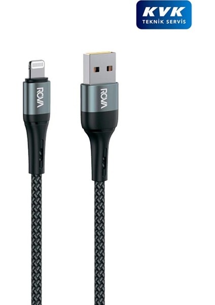 KB214 Lightning USB 2.4A Hızlı Şarj Data Kablosu 1.2m - Siyah