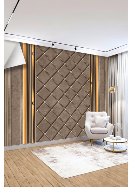 Luxury Kahverengi Deri Panel Efektli Tekstil Duvar Kağıdı fiyatları