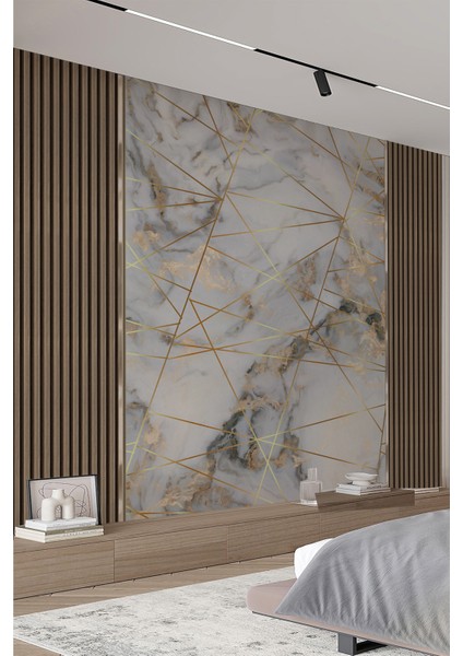 Gold Mermer Geometrik Çizgili Tek Parça Tekstil Duvar Kağıdı fiyatları