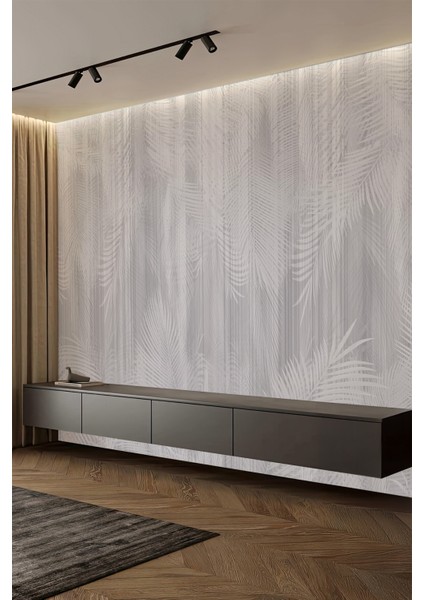 Renkli Tropikal Yaprak Desenli Tek Parça Silinebilir Tekstil Duvar Kağıdı