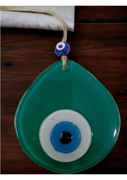 Mavi Nazar Boncuklu Yeşil Renk Nazar Boncuklu Damla Desen El Yapımı Duvar Süsü