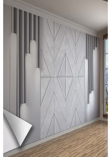 Şık Geometrik Panel Desenli Tekstil Duvar Kağıdı