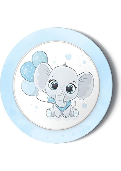 8'li Karton Tabak Mavi Fil