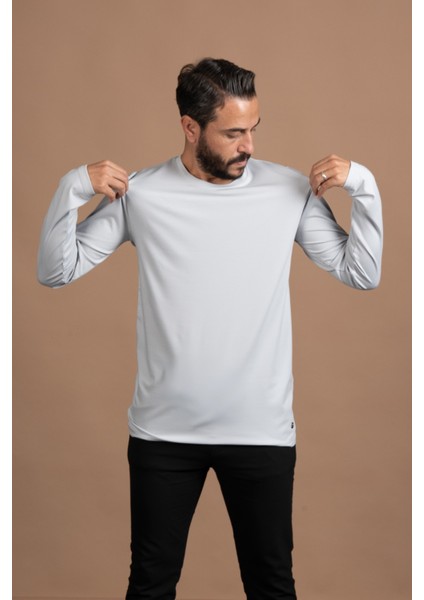 Regular Fit Bisiklet Yaka Rayon Kumaş Full Likralı Uzun Kol Sweatshirt fiyatları