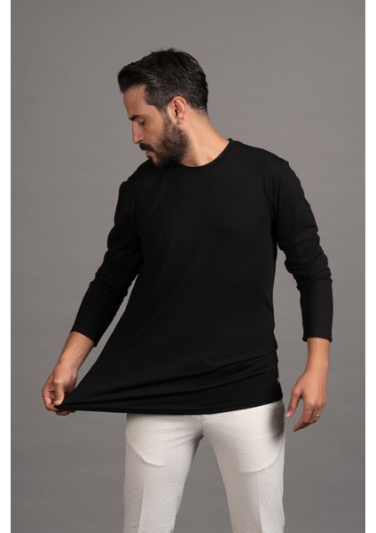 Regular Fit Bisiklet Yaka Rayon Kumaş Full Likralı Uzun Kol Sweatshirt fiyatları