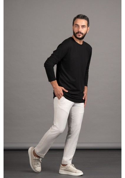 Regular Fit Bisiklet Yaka Rayon Kumaş Full Likralı Uzun Kol Sweatshirt modelleri
