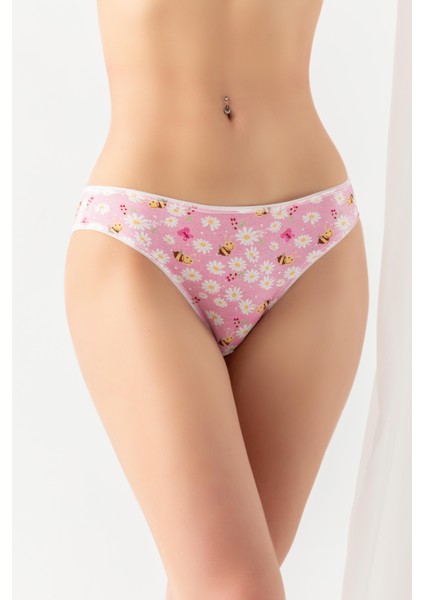 Pamuklu Desenli, 3'lü Slip Külot Pembe (MGP2961)