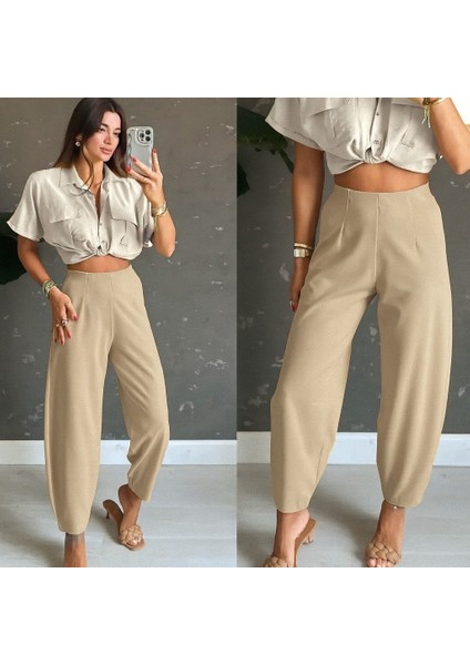 Kadın Yüksek Bel Krep Pantolon modelleri