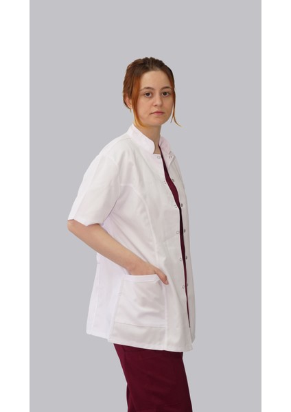 Hakim Yaka Kısa Boy Kısa Kol Ceket Doktor Hemşire Eczane Labratuvar Önlüğü