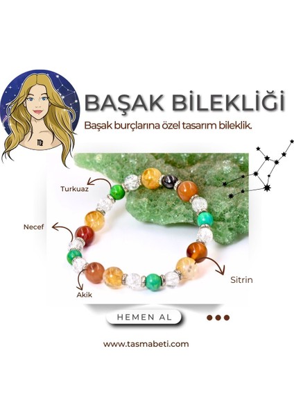 Başak Burcu Için Özel Doğal Taş Bilekliği