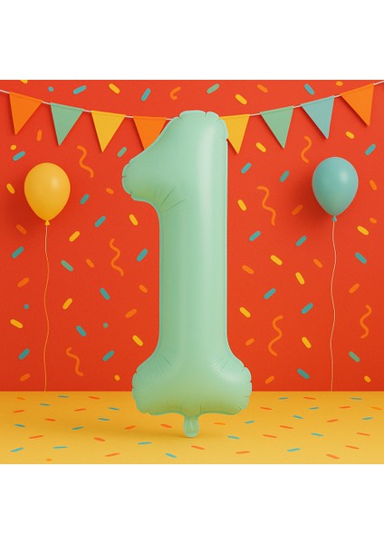 76 cm Retro Yeşil Rakam Folyo Balon 34 Inç