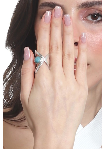 Kadın Lak Gümüş Renk Kaplama Doğaltaşlı Ayarlanabilir El Yapımı Tasarım Yüzük fiyatları