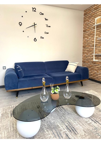 Modern Beton Dokulu 3 Top Orta Sehpa - Salon Sehpası