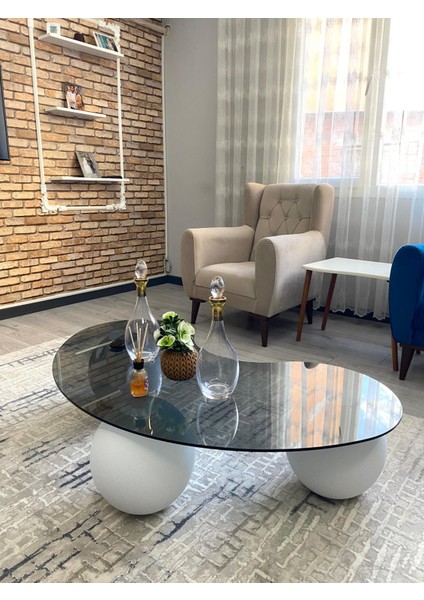 Modern Beton Dokulu 3 Top Orta Sehpa - Salon Sehpası modelleri