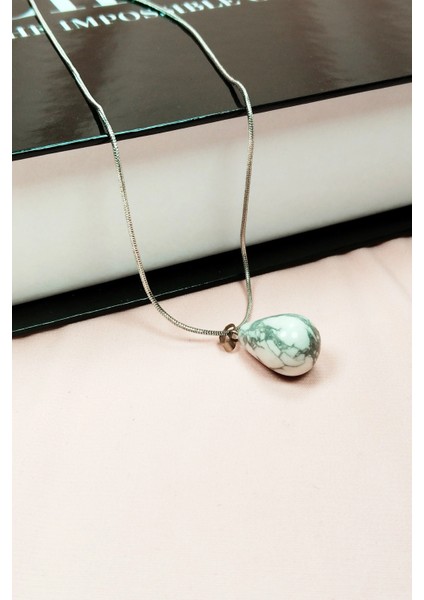 Havlit Doğal Taşı Zincirli El Yapımı Kolye Uç: 2 cm Zincir: 20 cm Kutulu fırsatları