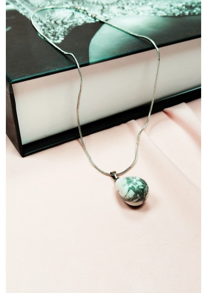 Havlit Doğal Taşı Zincirli El Yapımı Kolye Uç: 2 cm Zincir: 20 cm Kutulu indirimleri