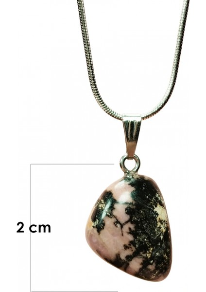 Rodonit Doğal Taşı Zincirli El Yapımı Kolye Uç: 2 cm Zincir: 20 cm Kutulu fiyatları