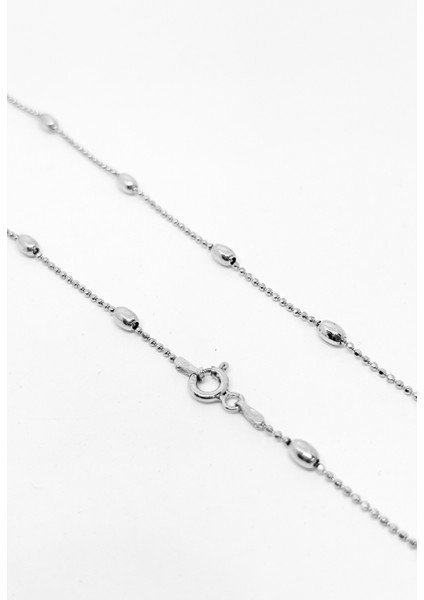 Oval Toplu Top-Top Gümüş Zincir Kolye 47CM fiyatları