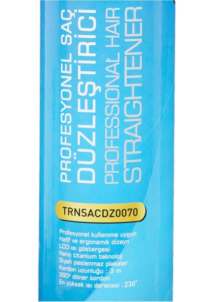 Titanium Teknolojili Dijital Ekranlı Profesyonel Saç Düzleştirici Siyah