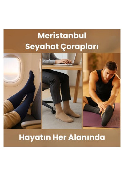 Seyahat Çorabı, 39-42, %65 Pamuklu, Diz Altı, Bej indirimleri