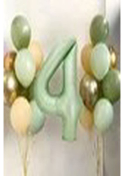 18 Adet Avokado Yeşil Lateks Balonlar 32 Inç Retro Yeşil Numarası Foly