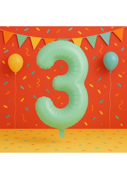 76 cm Retro Yeşil Rakam Folyo Balon 34 Inç