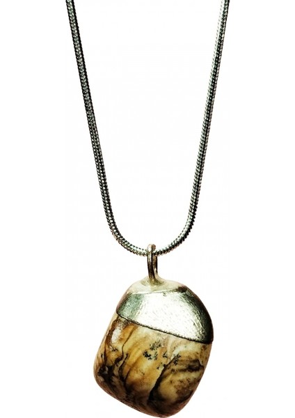 Jasper Doğal Taşı Zincirli El Yapımı Kolye Uç: 2 cm Zincir: 20 cm Kutulu