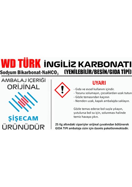 Ingiliz Karbonatı (Yenilebilir/gıda Tipi) Saf 250 gr - E500