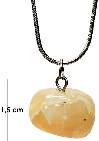 Kalsit Doğal Taşı Zincirli El Yapımı Kolye Uç: 1,5 cm Zincir: 20 cm Kutulu fiyatları