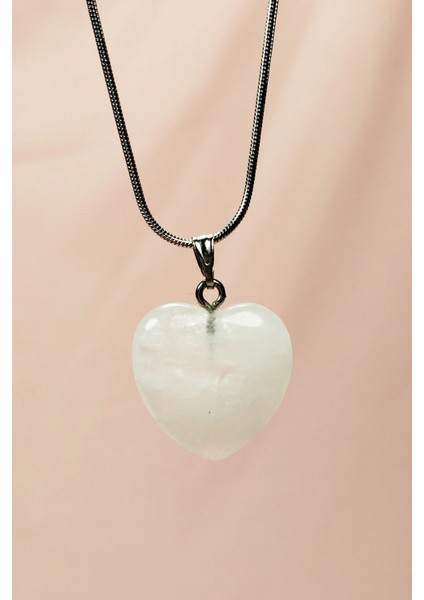 Pembe Kuvars Doğal Taşı Zincirli El Yapımı Kolye Uç: 2 cm Zincir: 20 cm Kutulu modelleri