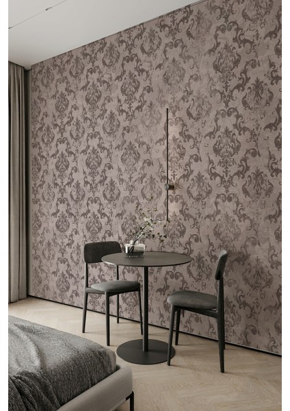 Pastel Damask Desenli Romantik Tekstil Duvar Kağıdı