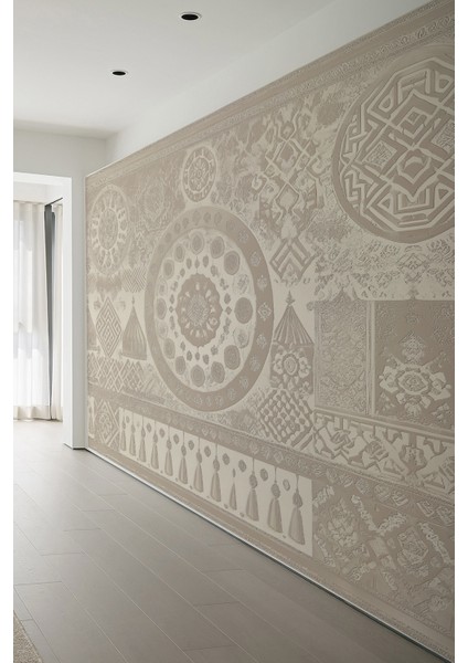 Osmanlı Motifli Etnik ve Otantik Soft Bej Saray Tasarımlı Tekstil Duvar Kağıdı fiyatları