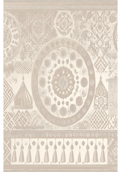 Osmanlı Motifli Etnik ve Otantik Soft Bej Saray Tasarımlı Tekstil Duvar Kağıdı modelleri