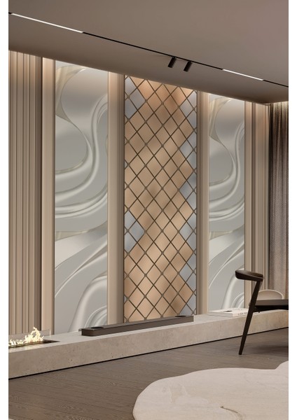 Dalga ve Baklava Desenli Tek Parça Tekstil Duvar Kağıdı fiyatları