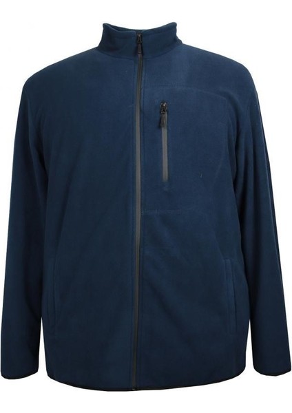 Büyük Beden Fermuarlı Polar Sweatshirt Lacivert