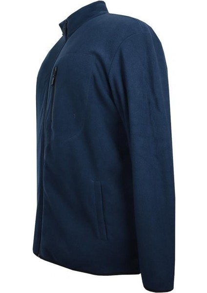 Büyük Beden Fermuarlı Polar Sweatshirt Lacivert