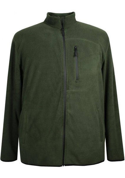 Büyük Beden Fermuarlı Polar Sweatshirt Yeşil