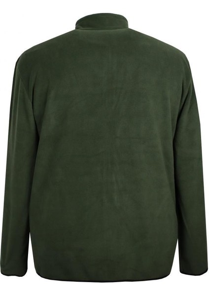 Büyük Beden Fermuarlı Polar Sweatshirt Yeşil