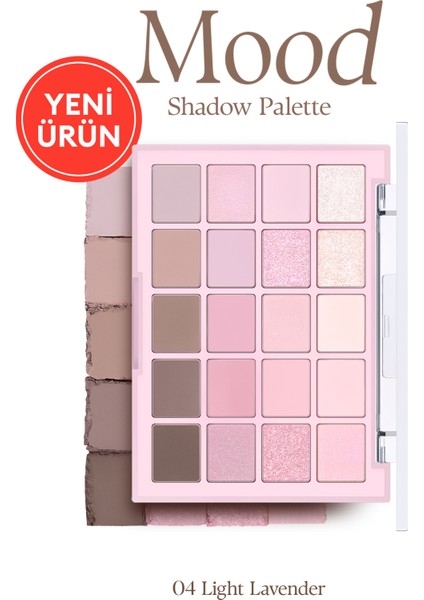 Mat ve Işıltılı Tonlardan Oluşan 20 Renkli Far Paleti Dasıque Mood Shadow Palette (04 Light Lavender)