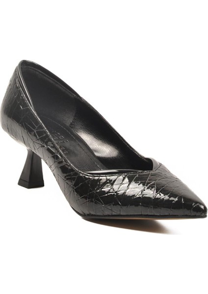 357188 Z Siyah Kadın Desenli Topuklu Ayakkabı fırsatları
