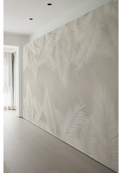 Bej Tropikal Yaprak Desenli Tek Parça Silinebilir Tekstil Duvar Kağıdı fiyatları