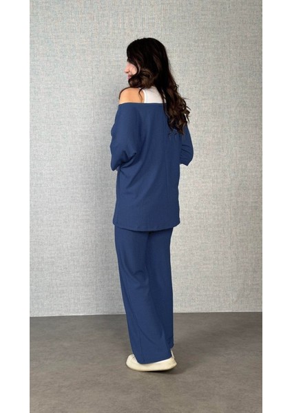 Kadın Kısa Kollu Omuzlardan Açık Yarasa Kollu Bürümcük Bluz ve Pantolon ve Viskon Atlet modelleri