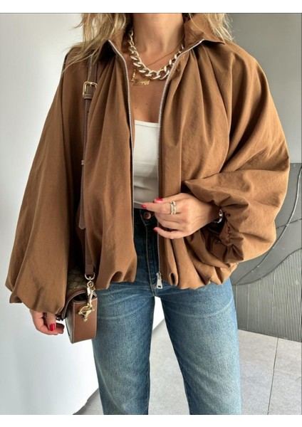 Egzotik Kadın Beli & Manşeti Büzgü Detaylı Mat Saten Kumaş Premiım Bomber Mont fiyatları