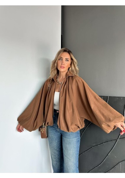 Egzotik Kadın Beli & Manşeti Büzgü Detaylı Mat Saten Kumaş Premiım Bomber Mont modelleri