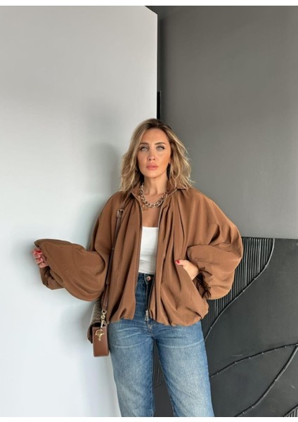 Egzotik Kadın Beli & Manşeti Büzgü Detaylı Mat Saten Kumaş Premiım Bomber Mont indirimleri